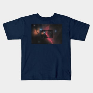 Horsehead and Flame nebula in constellation Orion Kids T-Shirt